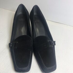 Stuart Weitzman  kitty heel black suede pump